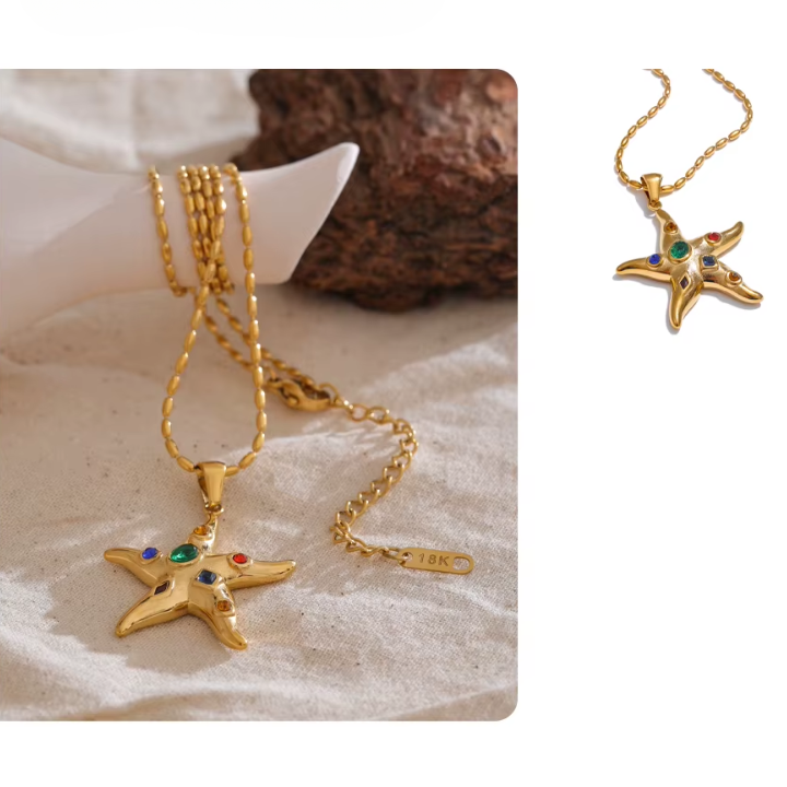 Collar Estrella de Mar Dorado – Brilla con el Encanto del Mar