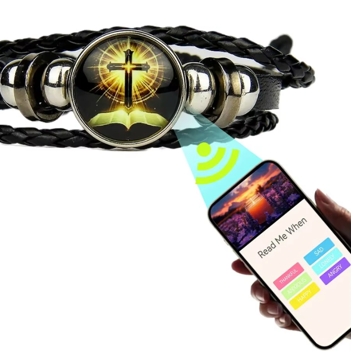 Pulsera Cristiana con Tecnología NFC- Inspiración Bíblica Diaria