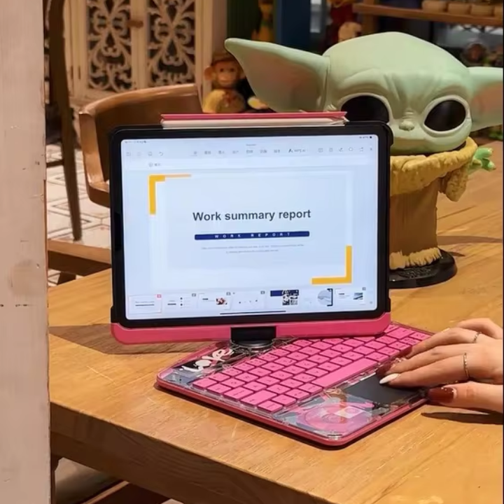 Funda de Pantalla con teclado transparente de 360° para iPad