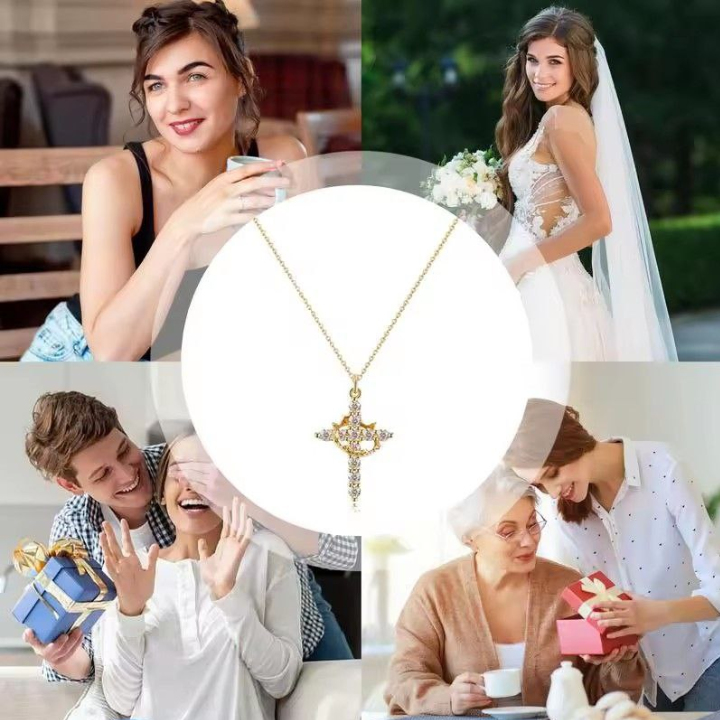 Collar con Cruz Cristiana y Corona – Elegancia y Fe en un Solo Diseño