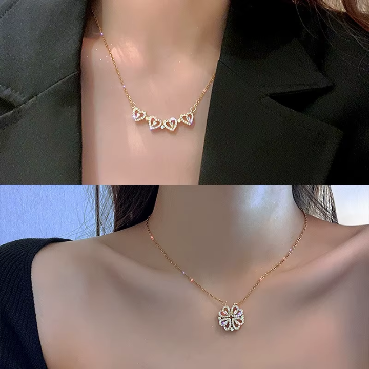 Collar Trébol de Corazones  - Un Amuleto de amor, suerte y Protección