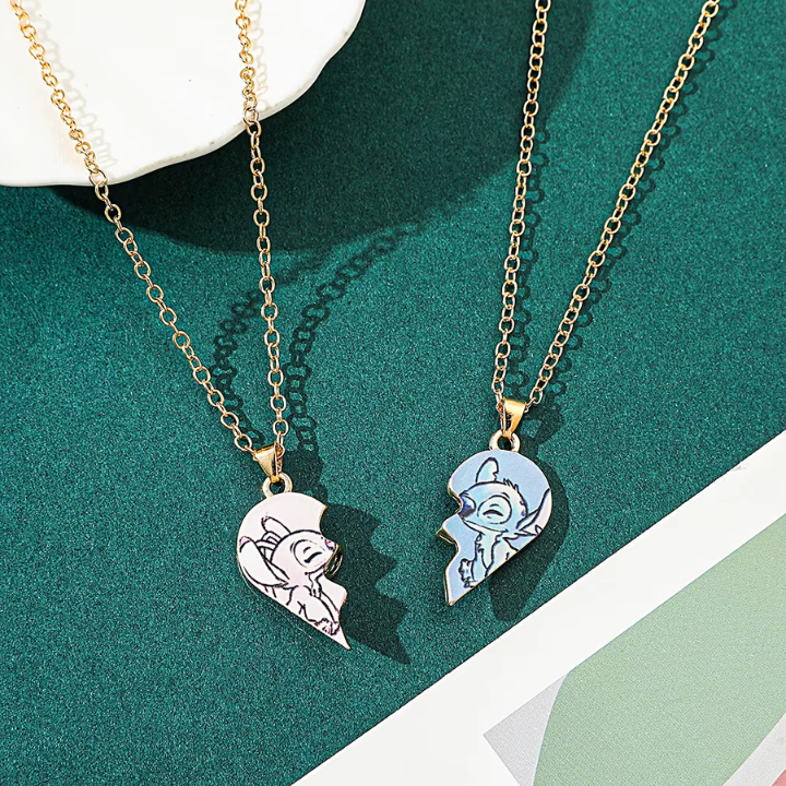 Collares de Stitch y Ángel para Parejas – Amor Inseparable