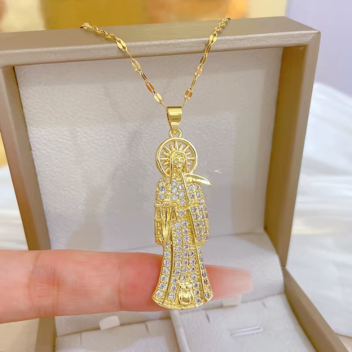 Collar de la Santa Muerte con Guadaña – Protección, Poder y Fe