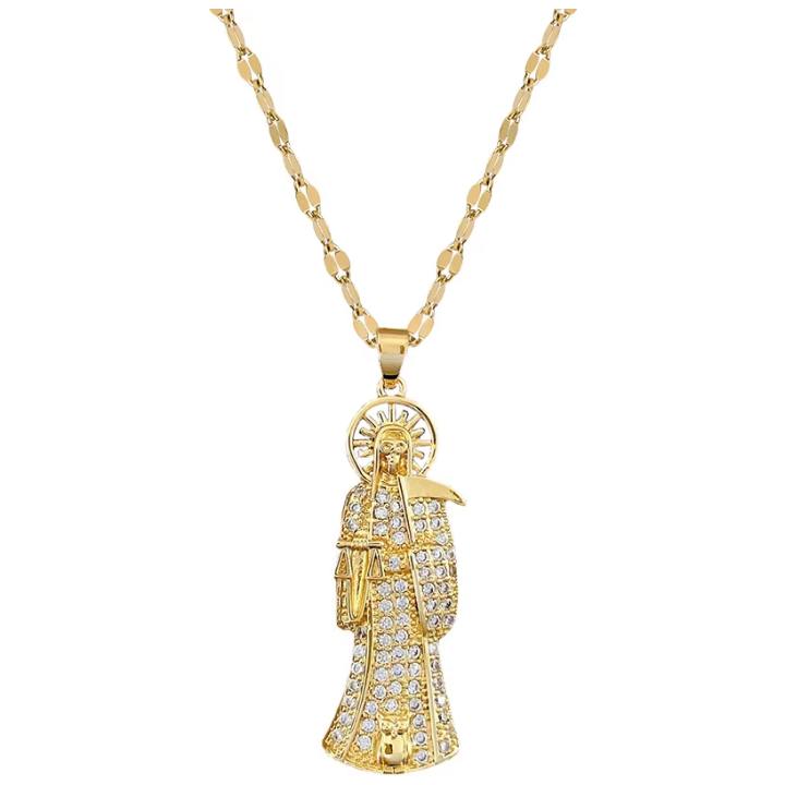 Collar de la Santa Muerte con Guadaña – Protección, Poder y Fe